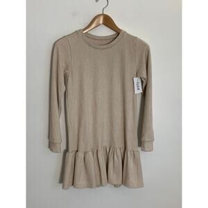 Be Elizabeth Tan Herringbone Dropwaist Dress NWT size 14